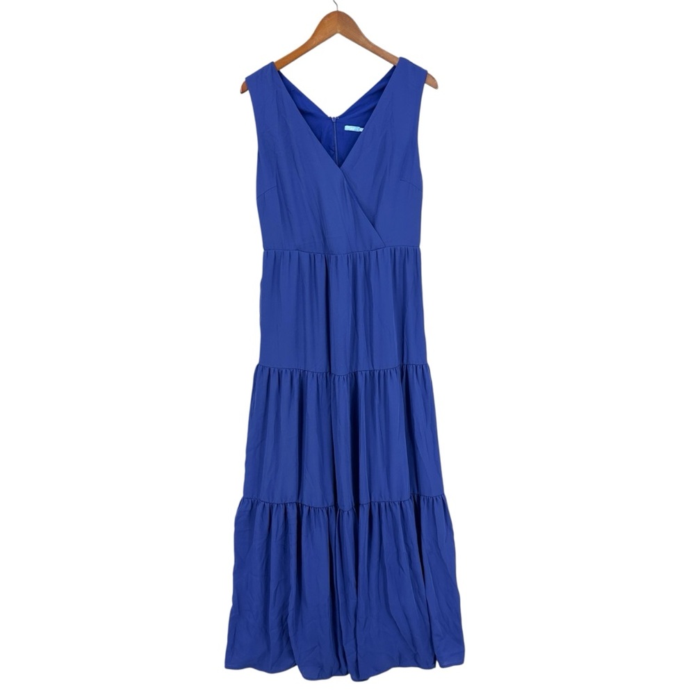 J. MCLAUGHLIN Maxi Dress Lavinia Tiered Crossover V-Neck Blue